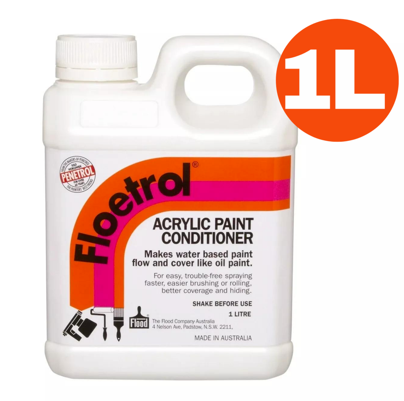 Floetrol Flood 1L Acrylic Paint Conditioner Liquid Painting Spray Brush Coverage