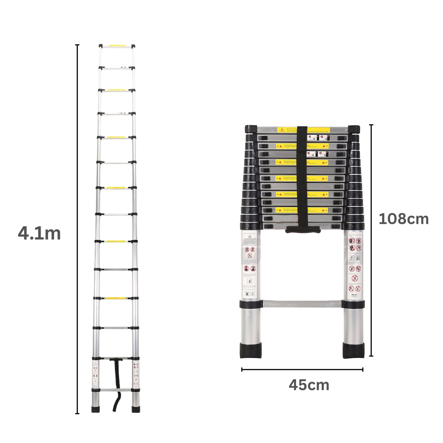 Katashi Telescopic Ladder 4.1m Step Aluminium Extension Portable