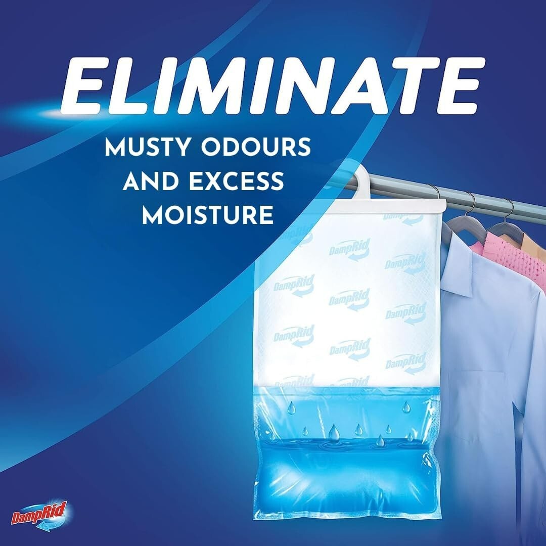 DampRid Hanging Moisture Absorber Bag  Fresh Scent Odour Eliminator 3 x 437g