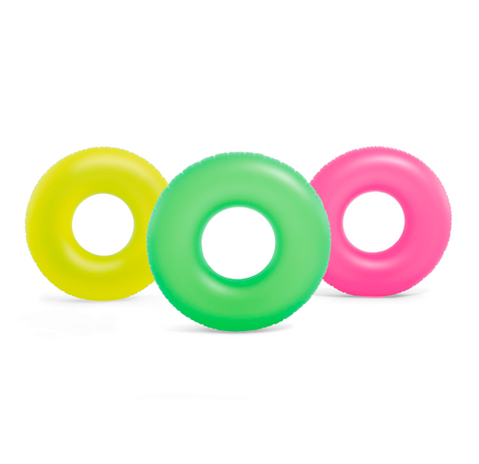 Intex Inflatable Swim Ring Tube Neon Frost Round Kids Assorted Colour 91cm