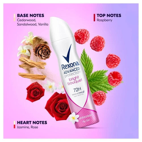 6x Rexona Deodorant Women Spray Aerosol 72H Antiperspirant Bright Bouquet