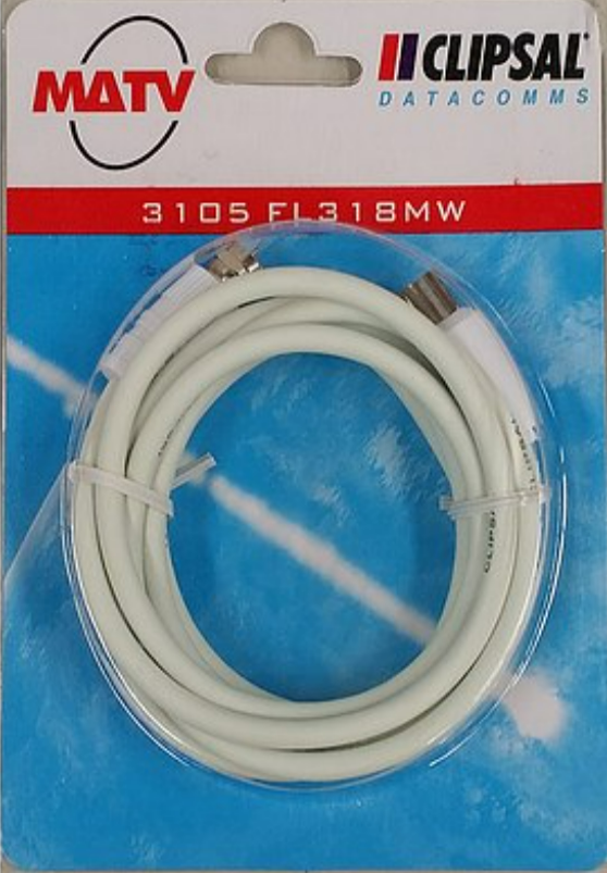 Clipsal TV Antenna Cable F Type Male to PAL Male Connector Adapter Flyleads 1.8M