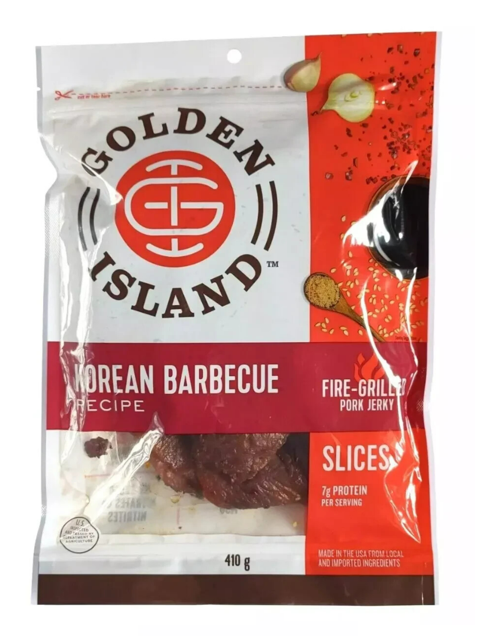 Golden Island  Pork Jerky  Korean Barbecue Recipe Fire Grilled Dried Meat 410g