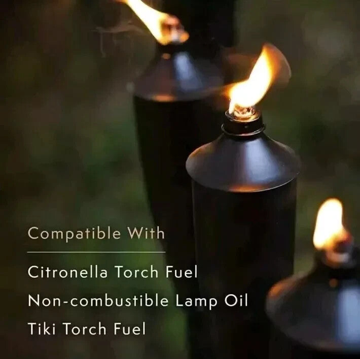 Garden Torch Citronella Oil Lantern Snuffer Powder Coated  180cm Black 2 Pack