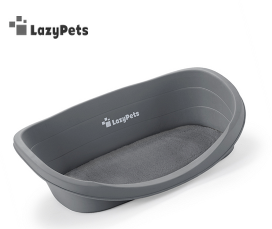 LazyPets Plastic Pet Bed w/ Comfy Padded Cushion Lightweight 80 x 54.5 x 24.5cm