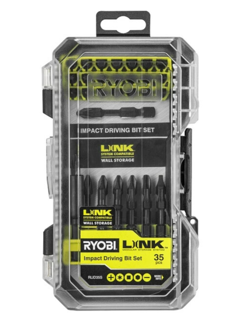 Ryobi Impact Link Driving Bit Set System Compatible Wall Storage 35-Piece
