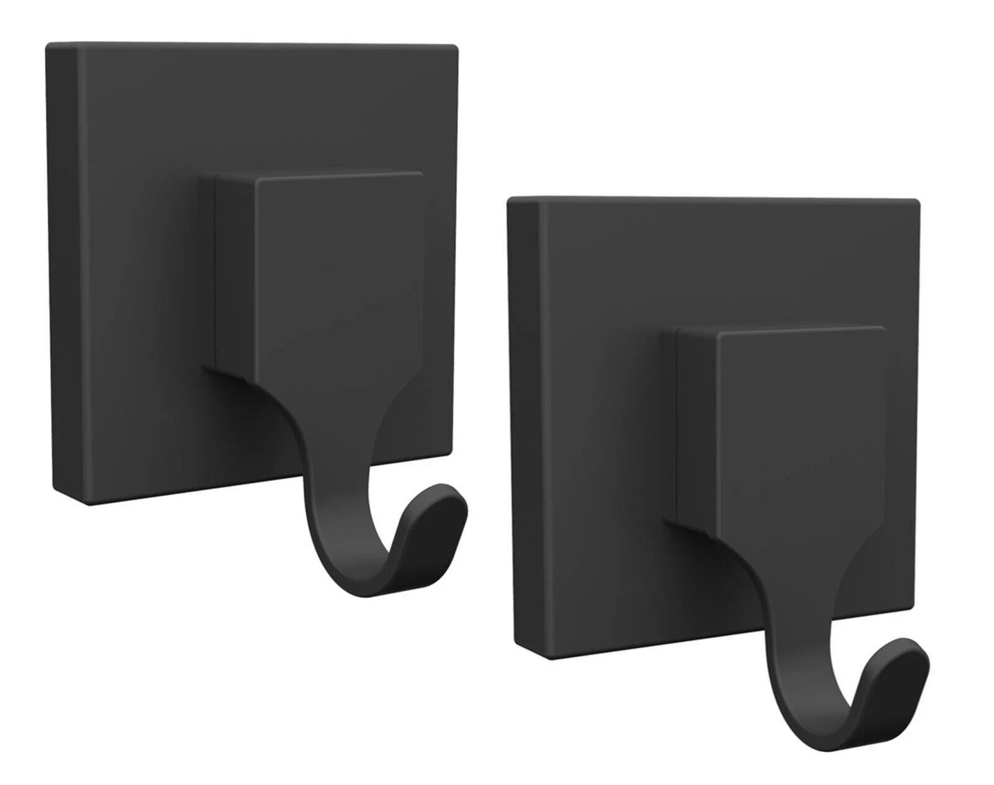 Fusion-Loc Suction Bathroom Hook Shower Wall Towel Hanger Holder Matte Black 2Pk