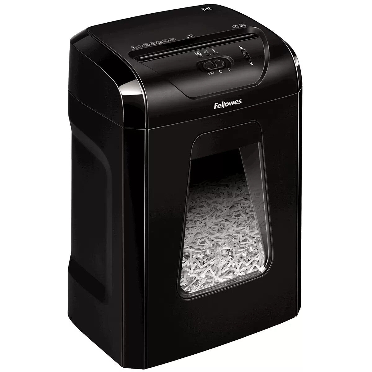 Fellowes Paper Shredder Powershred Cross Cut Office 12 Sheets 19L Pull Out Bin