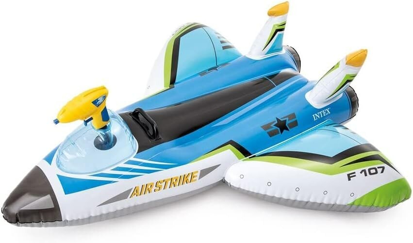 Intex Water Gun Plane Ride on Inflatable Pool Kids Float Raft Lounger Lounge Toy