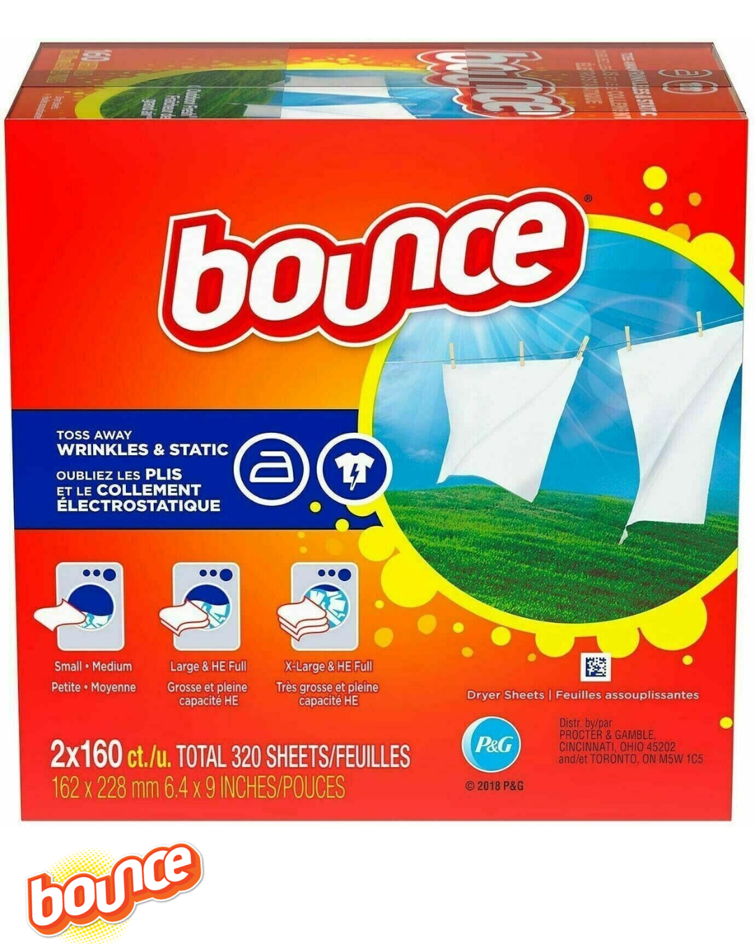 Bounce Fabric Softener Dryer Sheets Outdoor Fresh Scents Soft Clothes 4 x 160
