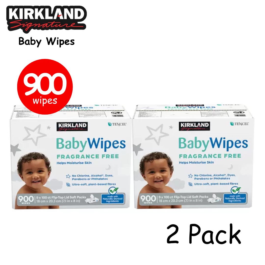 Kirkland Signature Tencel Baby Wipes Fragrance Free Towelettes 2 x 900 Pull