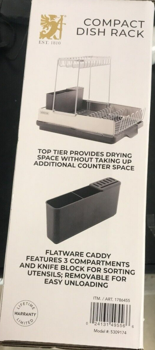 Sabatier Compact Dish Rack Drying Plates Cup Holder Tray Drainer Organiser
