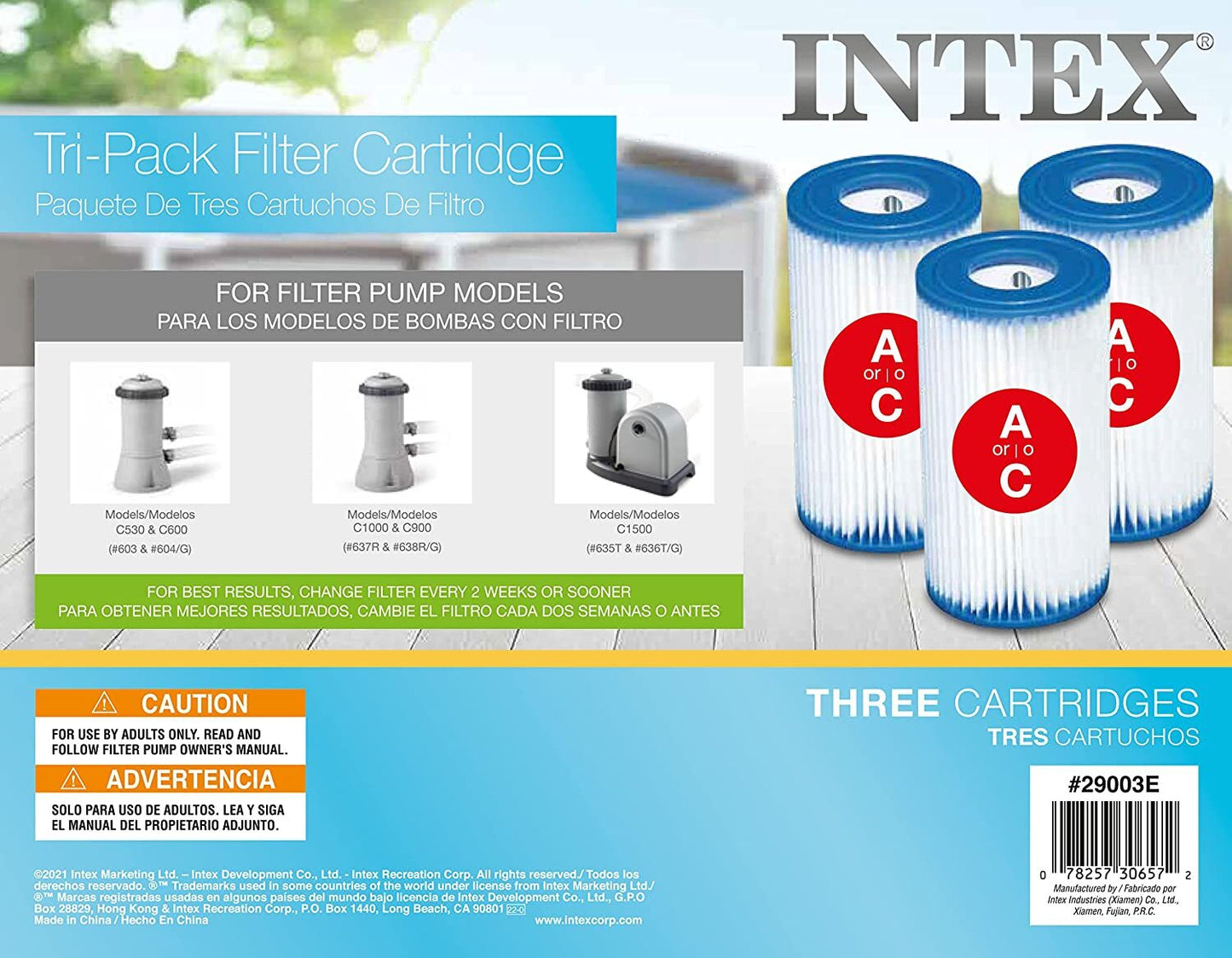 Intex Genuine Replacement Filter Cartridge A Pack Above Ground Swimming Pool 3Pk