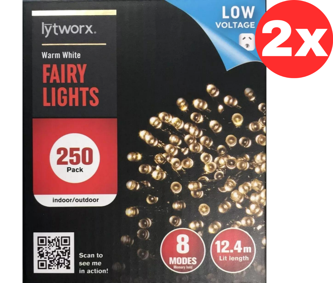 2x Lytworx Christmas Lights 250 Buds Warm White LED Fairy String Decoration