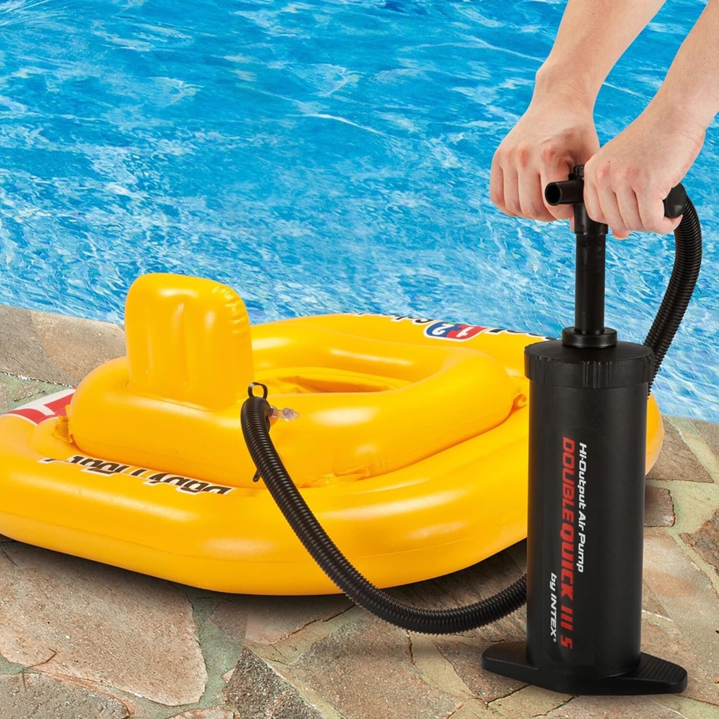 Intex Double Quick III Hand Pump Inflator for Air Bed Inflatable Pool ball