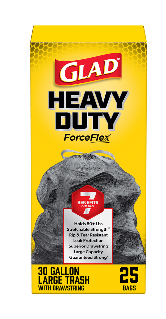 Glad Forceflex Trash Bags Heavy Duty Stretchable Large Rubbish Bag 25 Bags