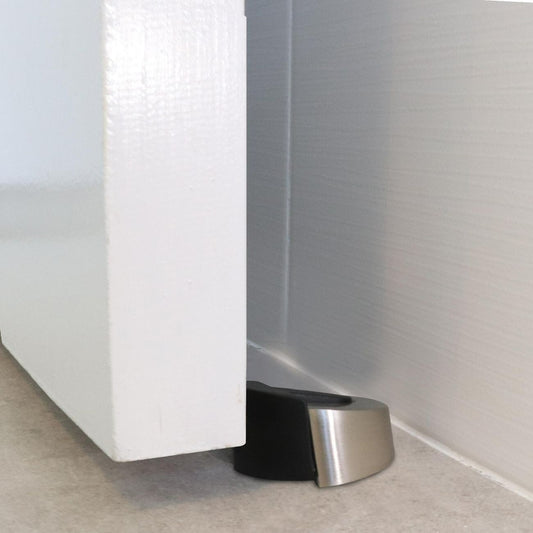 Adoored Door Stopper Half Rubber Floor Heavy Duty Home Office Chrome 45mm
