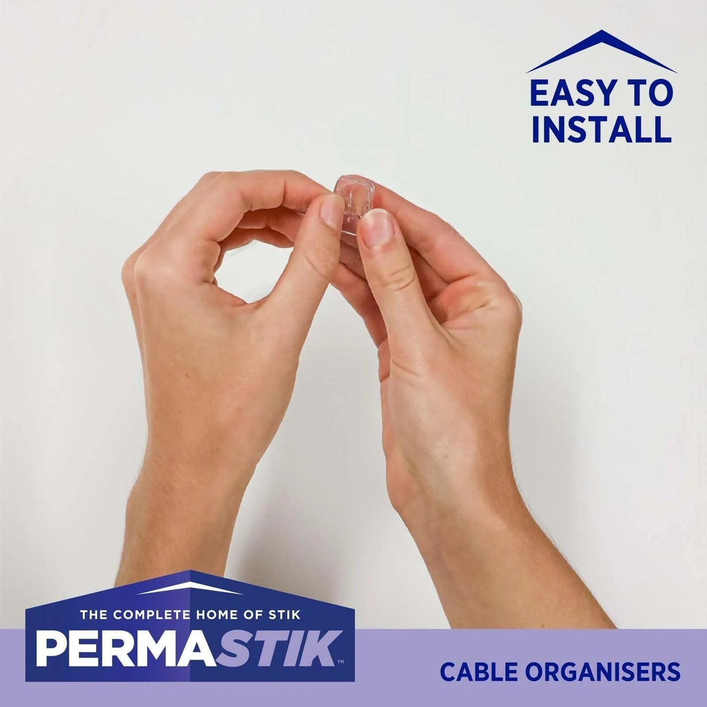 Permastik Clear Removable Cord Clips Cable Ties Holder Organiser 12 Pack