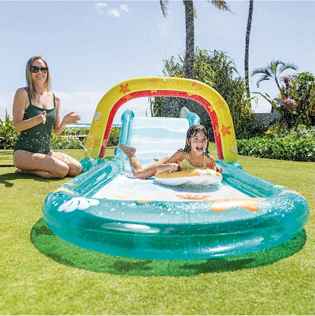 Intex Inflatable Water Slide Surfing Kids Childrens Sprinkler Fun Surf Riders