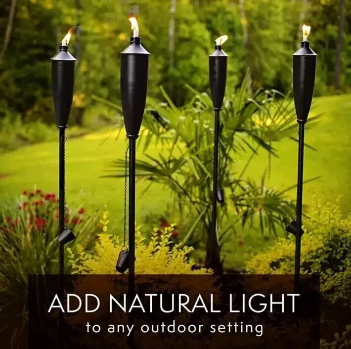 Garden Torch Citronella Oil Lantern Snuffer Powder Coated  180cm Black 2 Pack