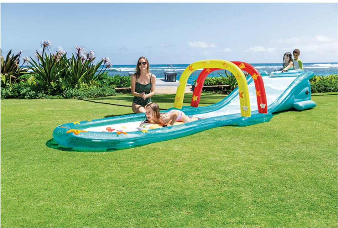 Intex Inflatable Water Slide Surfing Kids Childrens Sprinkler Fun Surf Riders