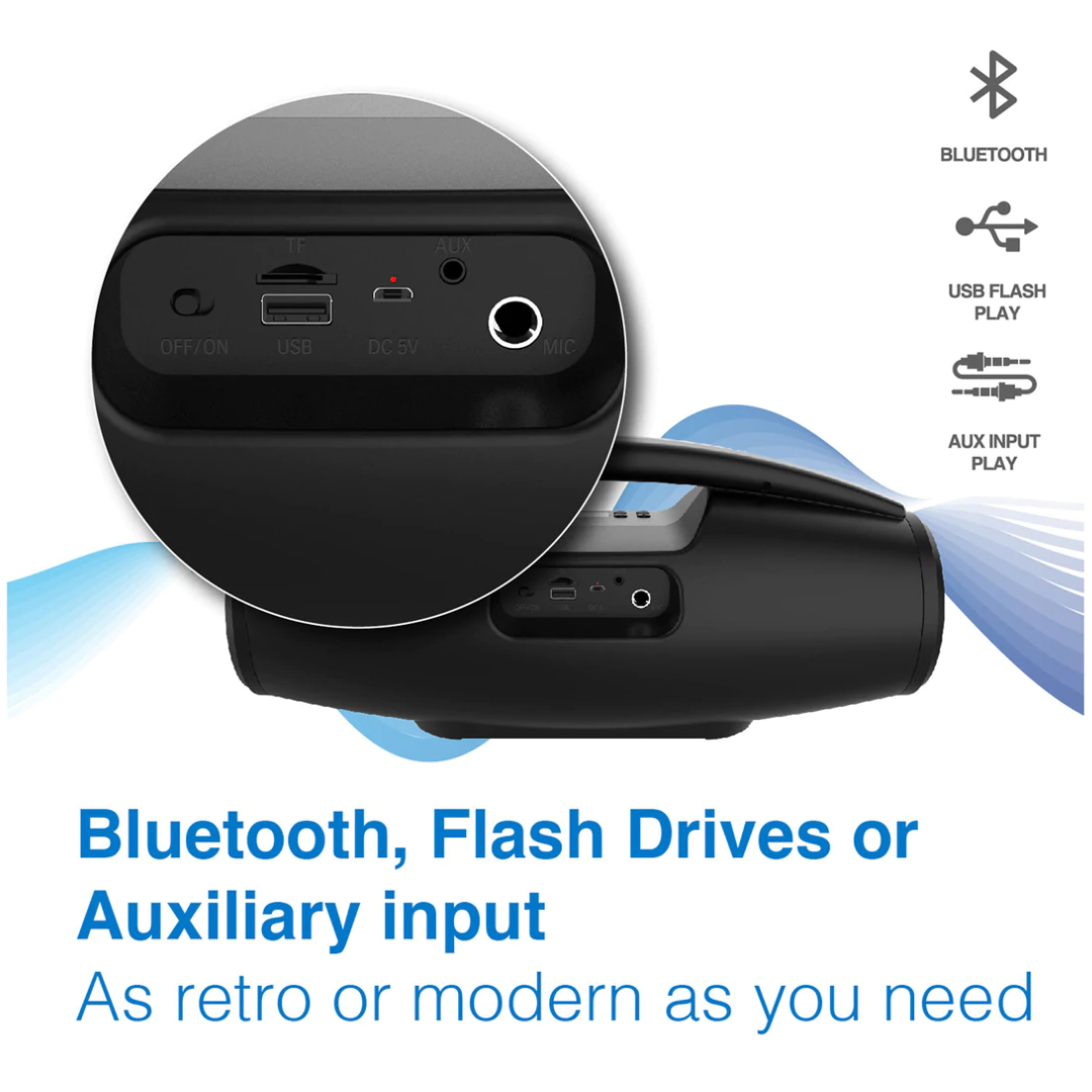 Laser Bluetooth Speaker Portable Rechargeable Party Boombox LED Lights USB AUX
