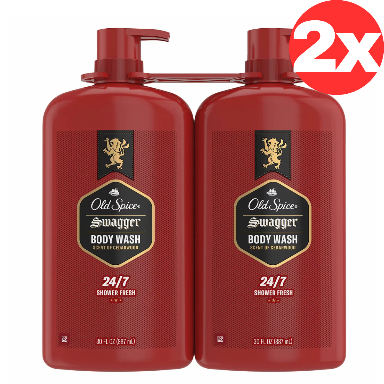 Old Spice Swagger Body Wash Scent of Cedarwood Shower Fresh Liquid Gel 2 x 887ml