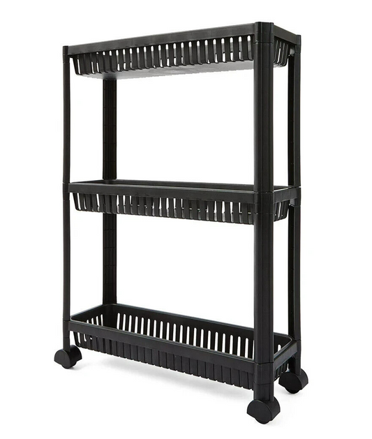 3 Tier Trolley on Wheels Kitchen Storage Cart Slim Bathroom Laundry Storage Rack