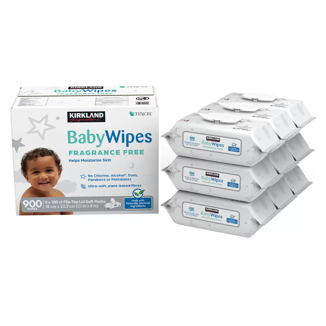 Kirkland Signature Tencel Baby Wipes Fragrance Free Towelettes 2 x 900 Pull