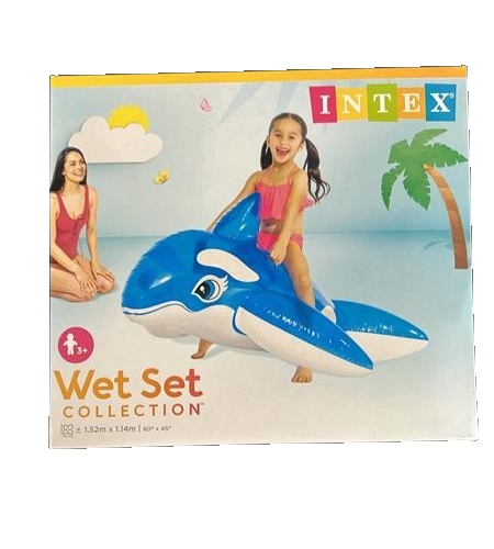 Intex Lil Whale Inflatable Kids Ride On Swimming Pool Water Float Raft Toy