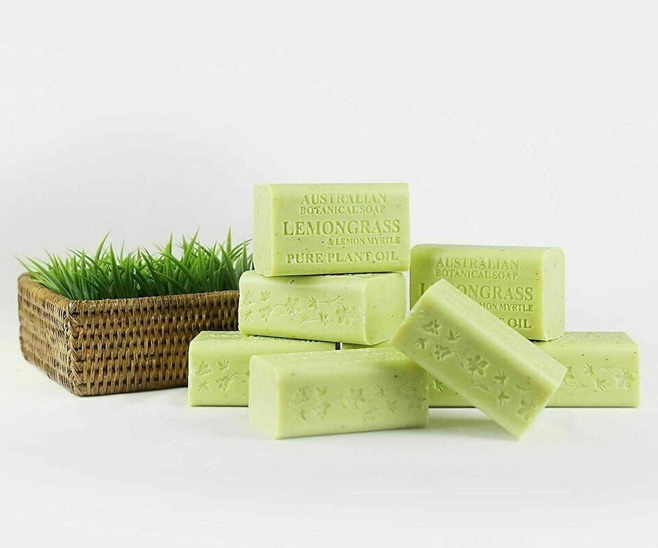 8x Australian Botanical Soap Lemongrass & Lemon Myrtle Body Gentle Wash Bar 200g