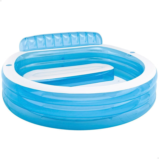 Intex Outdoor Inflatable Swim Center Family Kids Pool w/Seat Backrest 229x 218cm