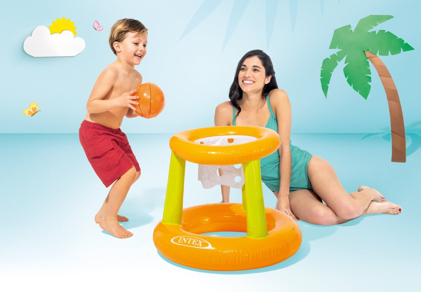 Intex Floating Basketball Hoop Inflatable Outdoor Pool Game Kids Play Summer Toy
