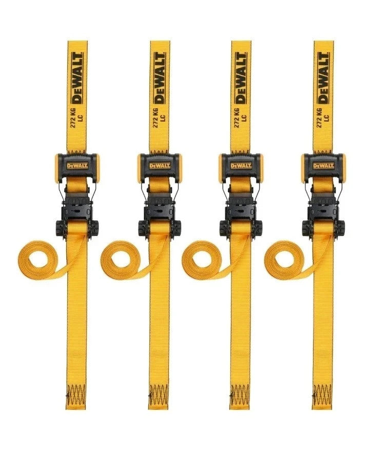 DeWALT Ratchet Tie Down Straps 31mm x 3.6m Break Strength 816kg 4 Pack
