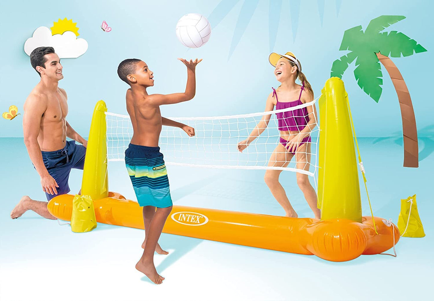 Intex Pool Volleyball Set Inflatable Floating Game Ball Net Swimming Pool Party