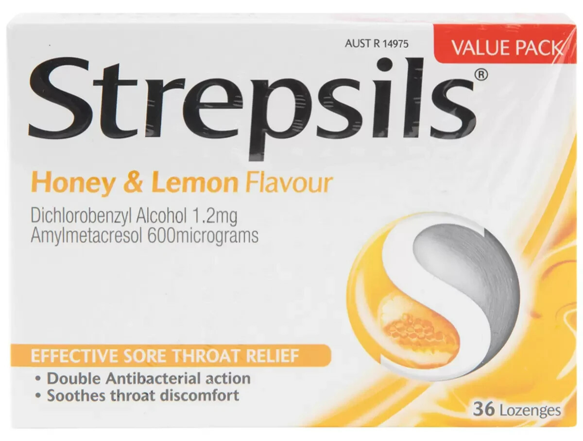 Strepsils Sore Throat Relief Lozenges Honey & Lemon Lozenge 2 x 36 Count