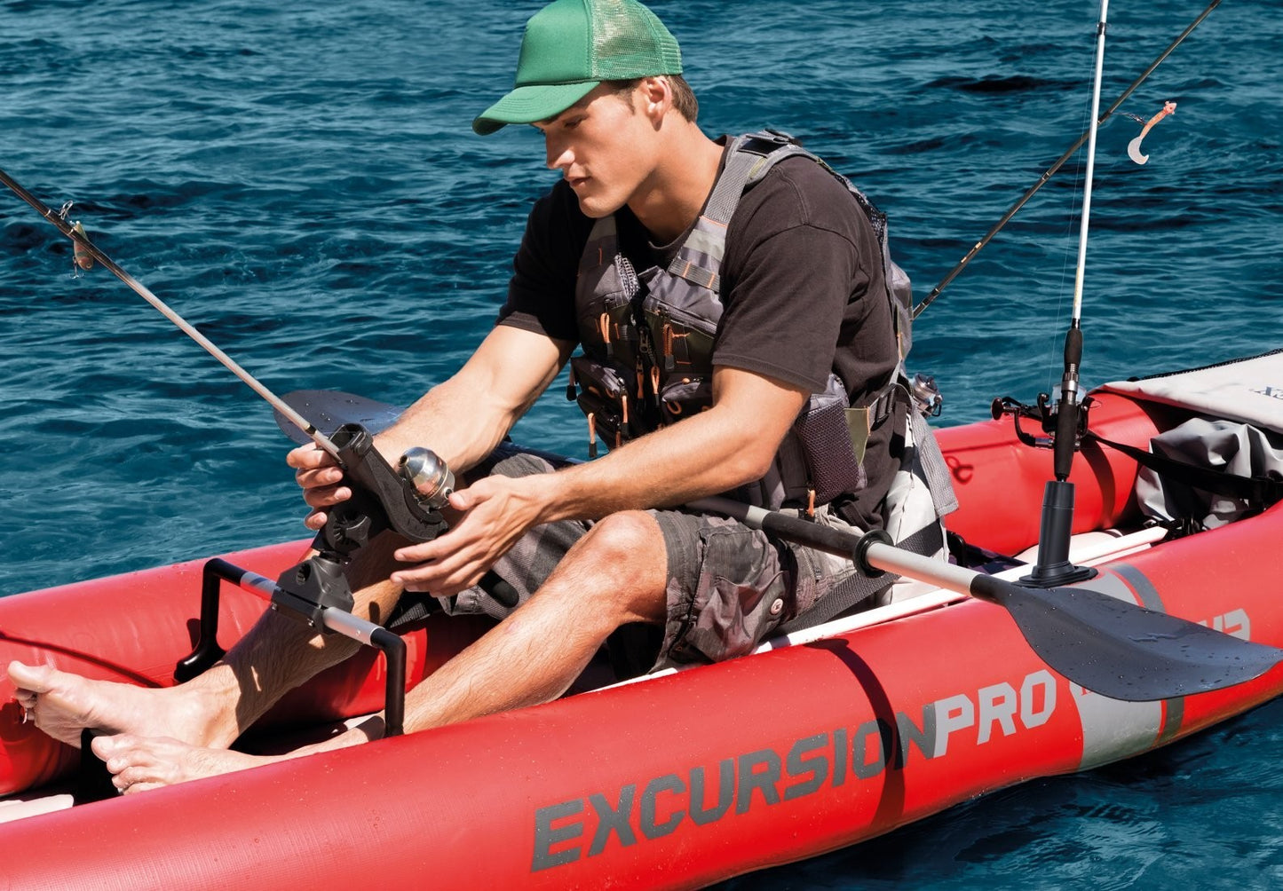 Intex Excursion Pro K2 Inflatable Kayak Canoe River Lake Boat Water Sport Oars