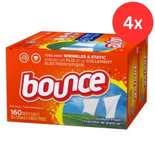 Bounce Fabric Softener Dryer Sheets Outdoor Fresh Scents Soft Clothes 4 x 160