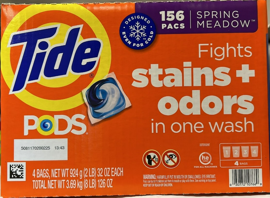 Tide Laundry Detergent Pods Capsules Washing Machine Spring Meadow 156 Count