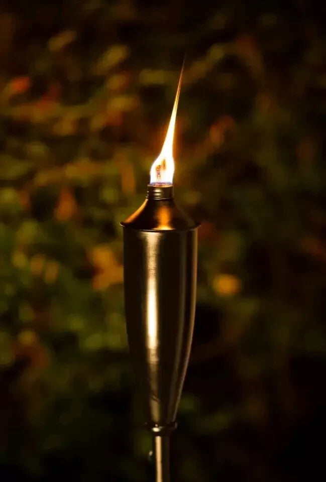 Garden Torch Citronella Oil Lantern Snuffer Powder Coated  180cm Black 2 Pack