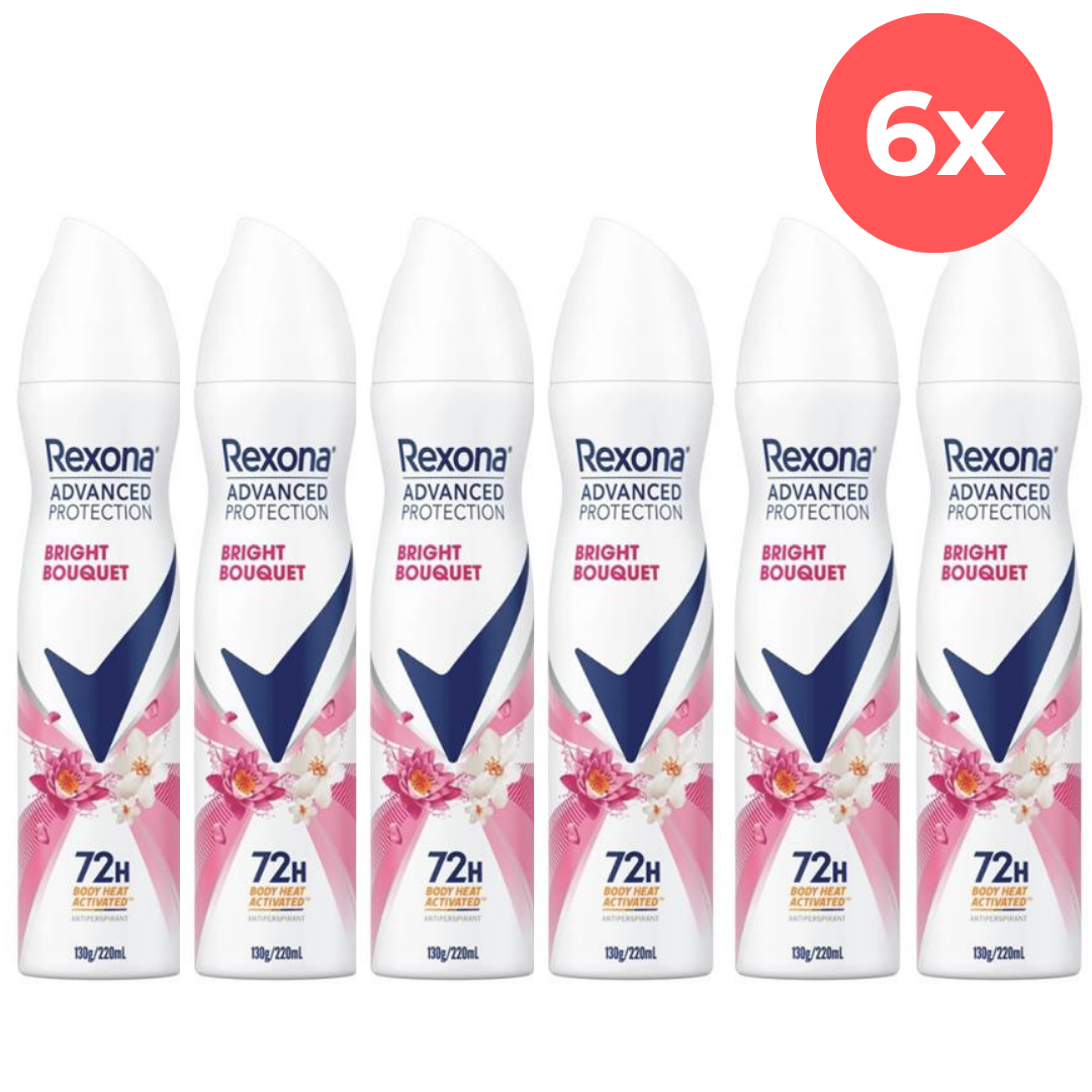 6x Rexona Deodorant Women Spray Aerosol 72H Antiperspirant Bright Bouquet