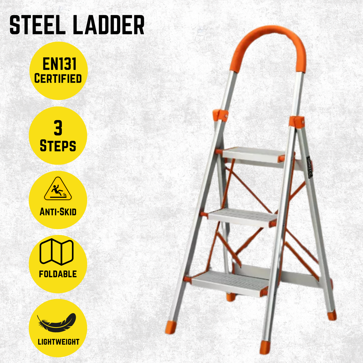 Katashi 3 Step Ladder Steel Multi Purpose Folding Light Weight Platform