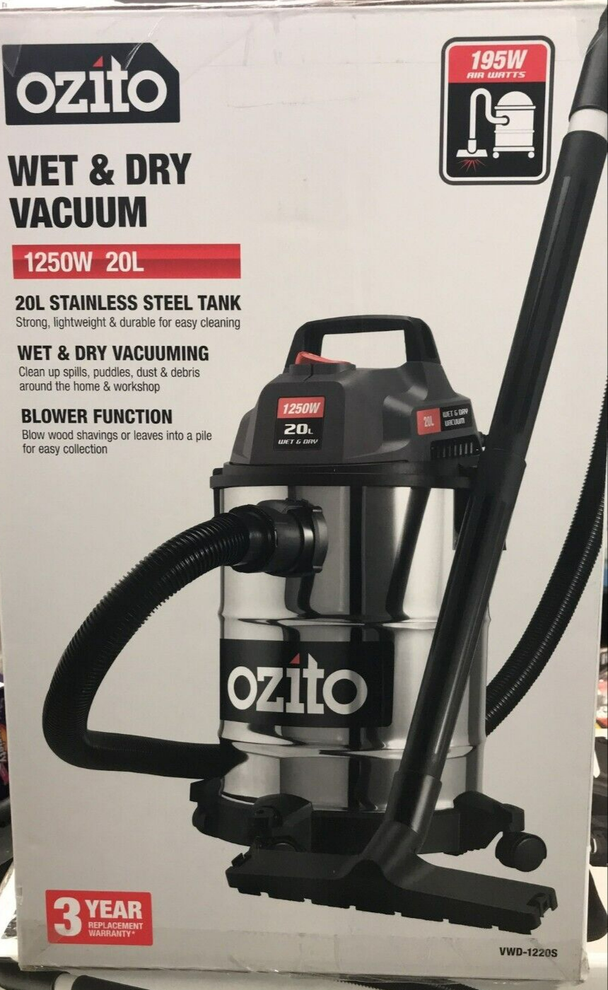 Ozito Vacuum Wet And Dry 20L Cleaner Corded Floor Carpet Car Portable Vac 1250W