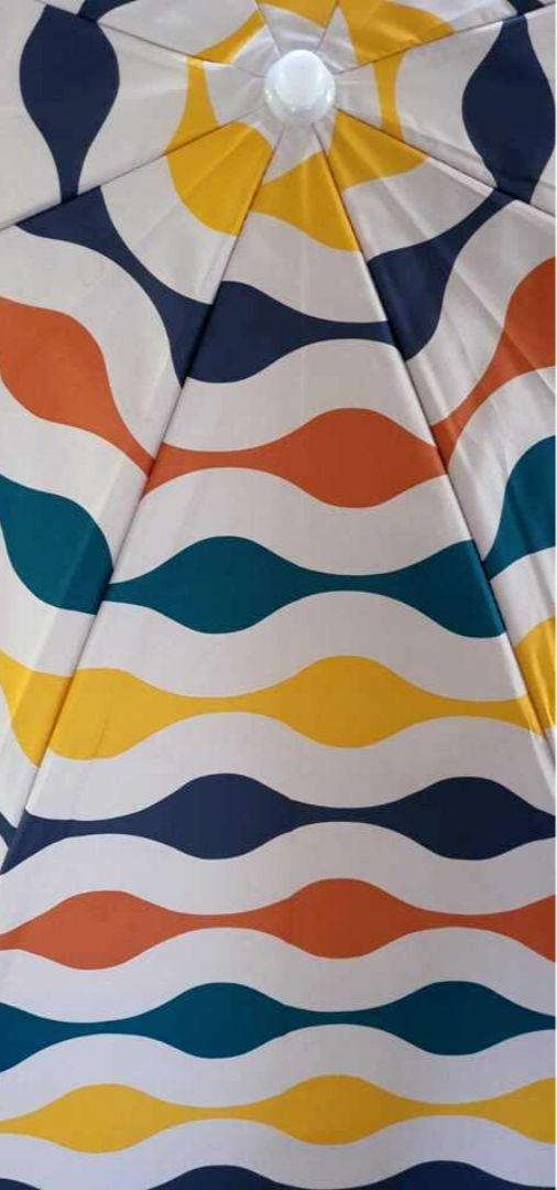 Marquee 2m Beach Umbrella Portable Canopy Sun Protection Shade Wave Pattern