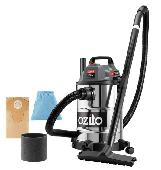 Ozito Vacuum Wet And Dry 20L Cleaner Corded Floor Carpet Car Portable Vac 1250W