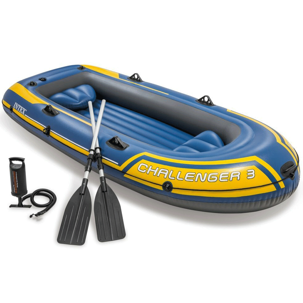Intex Challenger 3 Person Inflatable Boat Set W/Oars Pump Sports River Lake Raft