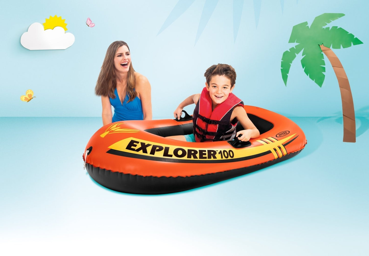 Intex Explorer 100 Inflatable Ride On Floating Boat Toy for Adult and Kids 6+