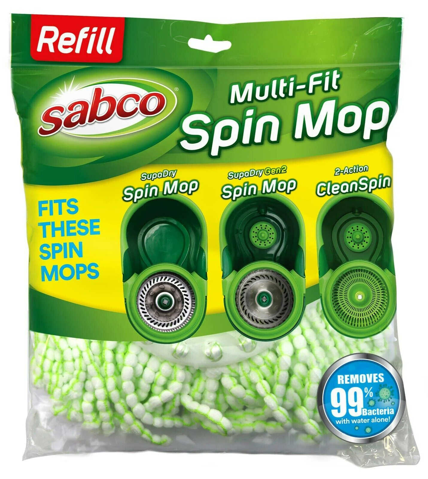 Sabco Mop Refill Multi-Fit Spin Microfibre Replacement Head Floor Cleaner