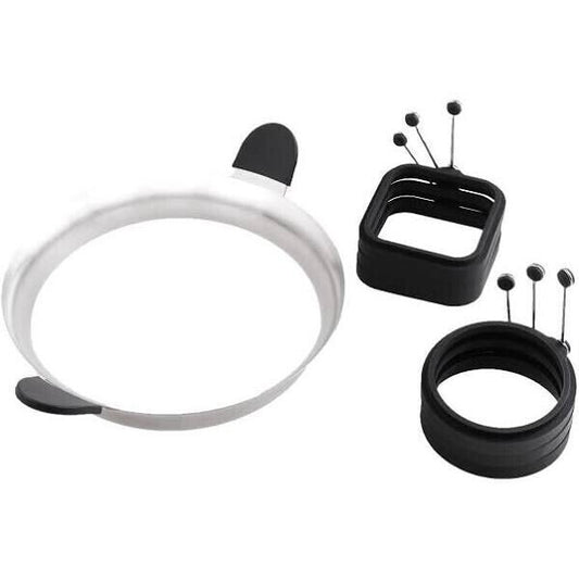 Jumbuck Omelet Egg Ring Set Silicone Handle Fried Pancakes Baking Kitchen Tools