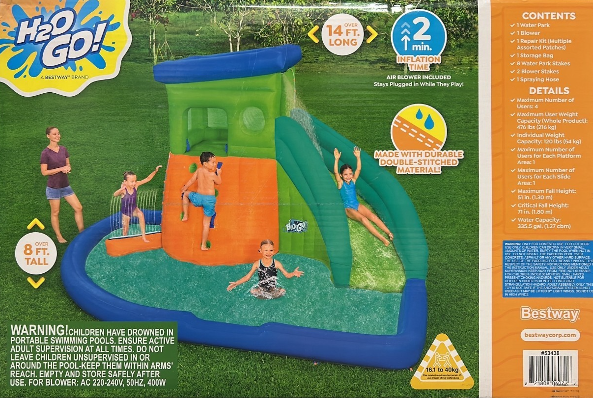 Bestway H2OGO Inflatable Water Park Slide Hydrohangout Mega Swimming Play Pool